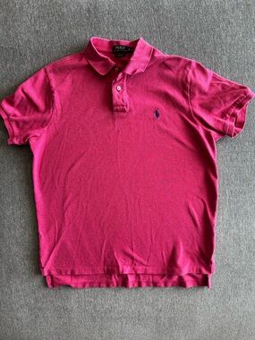 Ralph Lauren vibrant Pink Polo Shirt with Navy Labels